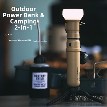 Kempingová lampa s integrovanou vysokokapacitnou power bankou, prenosné LED osvetlenie pre stan, retro štýl, viacfunkčná, dlhá výdrž batérie