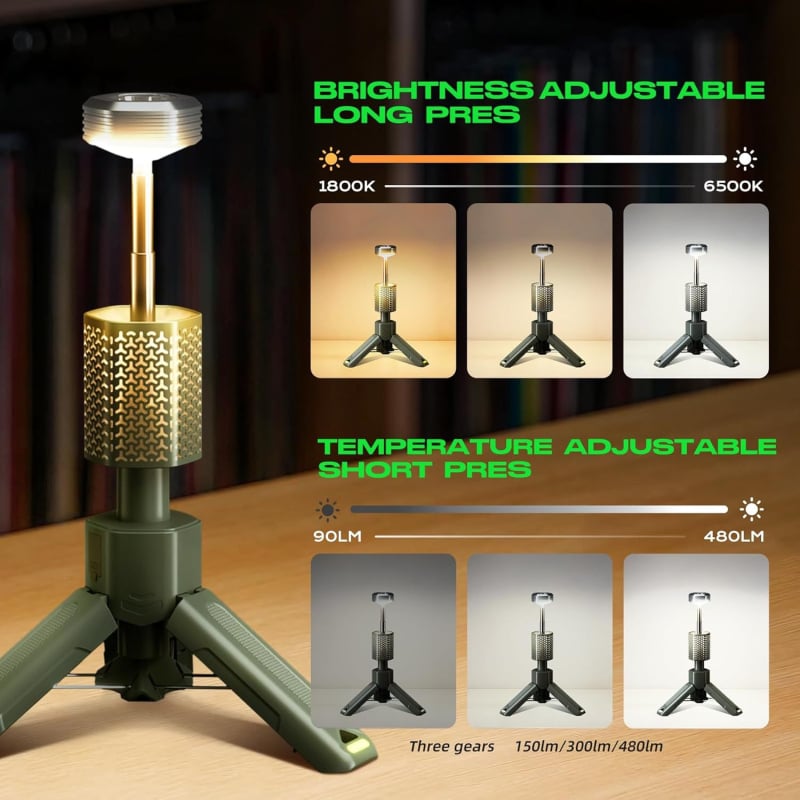 Novo vanjsko šesterokutno LED kamping svjetlo, vodootporno, teleskopni tripod za radno svjetlo