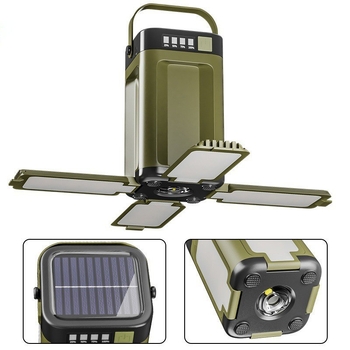 Vanjska solarna kamping svjetiljka, četvero-listni sklopivi dizajn, višerazinsko podešavanje jačine, atmosfersko osvjetljenje šatora, prijenosna punjiva svjetiljka za nužne situacije