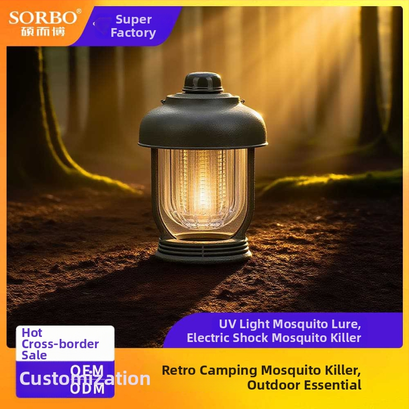 Prispôsobená kempingová lampa – zavesiteľná lampička do stanu so repellénom proti komárom a lampou na likvidáciu komárov, IPX4 vodeodolná.