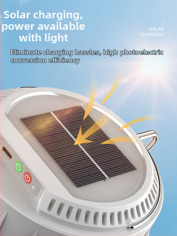 Solárna kempingová lampa s nabíjateľnými LED, vonkajší ambient a núdzové svetlo, farebné reťazové svetlá, meracia páska a úložný priestor pre lampu do stanu