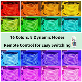 RGB LED pásik 5050, 220V, vonkajší, vodotesný, farebný gradient osvetlenie