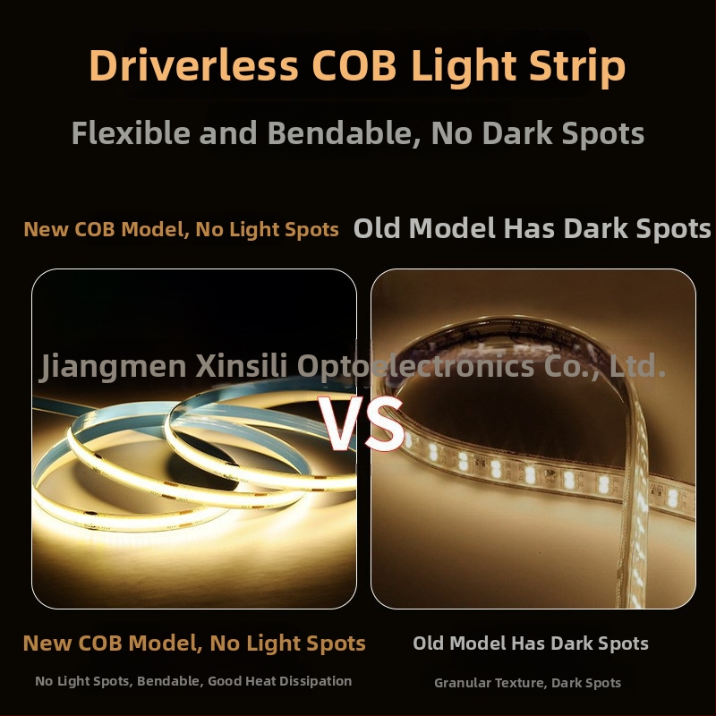 COB LED pásik 220V, bez ovládača, samolepiaci, lineárny, ohybný, ultratenký