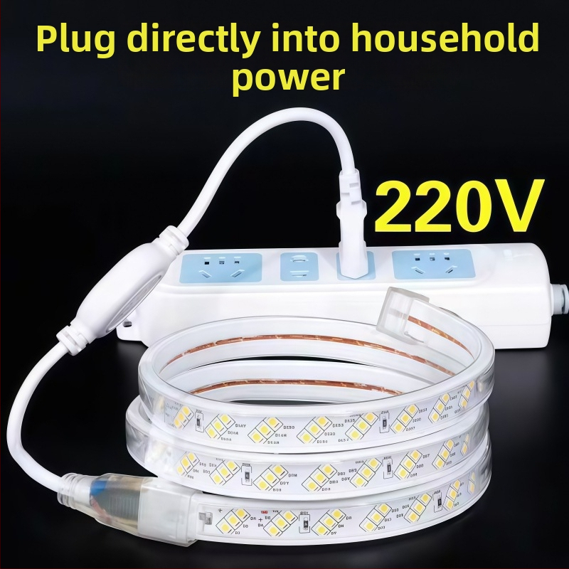 LED pás 2835, 220V, nepremokavý, ohybný lineárny svetelný pás pre vonkajšie a vnútorné osvetlenie krajiny