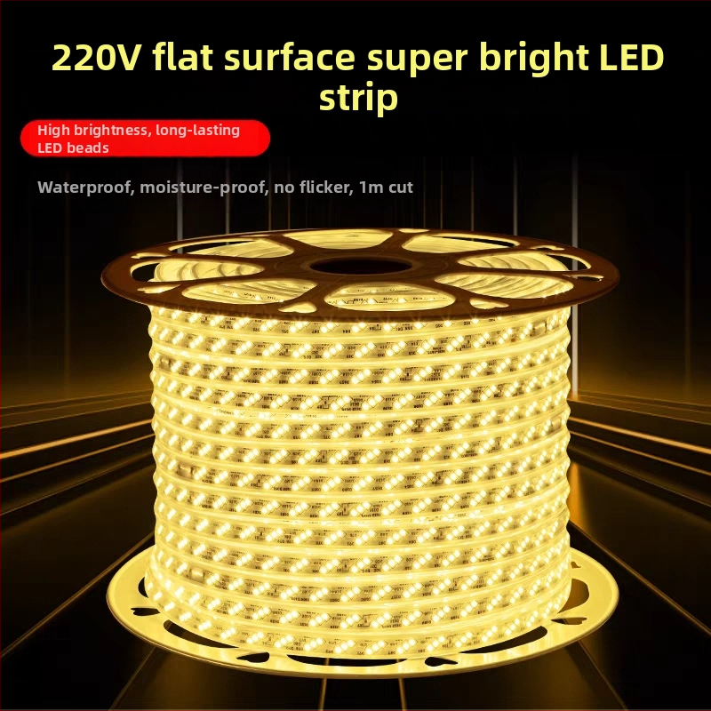 LED pás 2835, 220V, nepremokavý, ohybný lineárny svetelný pás pre vonkajšie a vnútorné osvetlenie krajiny