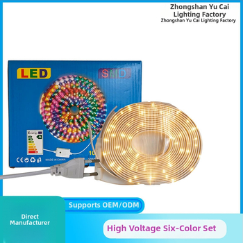 RGB LED traka sa šest boja, 220V, visoka svjetlina, vodootporna za vanjsku upotrebu, ambijentalno osvjetljenje