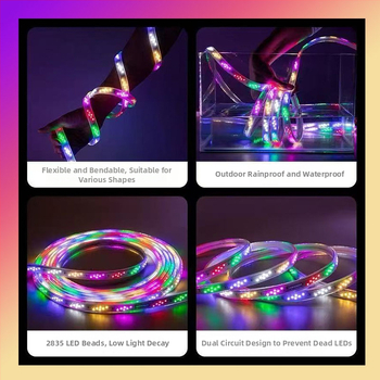 RGB LED traka sa šest boja, 220V, visoka svjetlina, vodootporna za vanjsku upotrebu, ambijentalno osvjetljenje