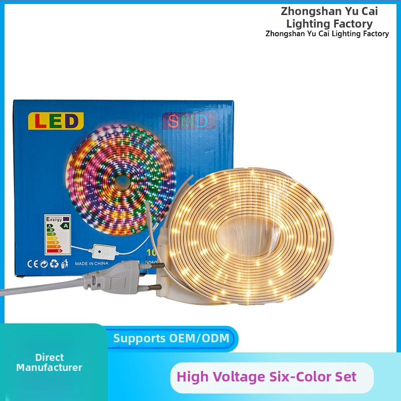 RGB LED traka sa šest boja, 220V, visoka svjetlina, vodootporna za vanjsku upotrebu, ambijentalno osvjetljenje