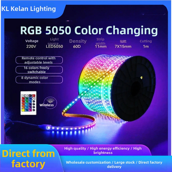 5050 RGB vodotesný vonkajší LED pás, 220V, diaľkové ovládanie, meniace sa farby, stmievateľný jas