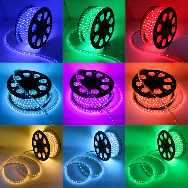 5050 RGB vodootporna vanjska LED traka, 220V, daljinski upravljanje, mijenjanje boja, prigušivanje