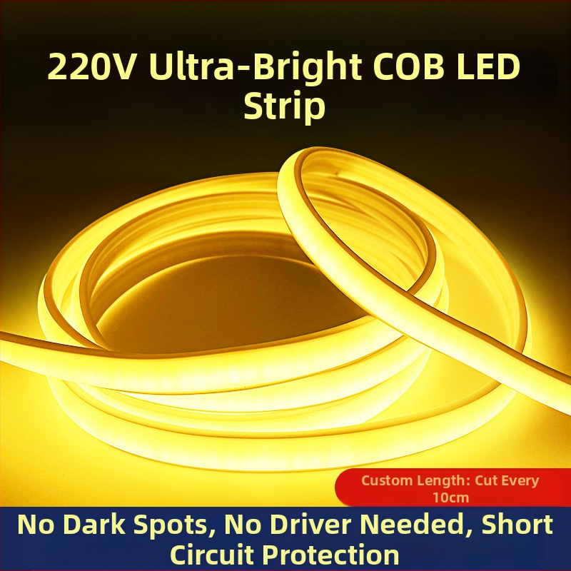 COB LED pás 220V, vonkajšia vodeodolná, do stropného profilu, Milky White, 240 LED, 10W, lúč 180°, ručný spínač