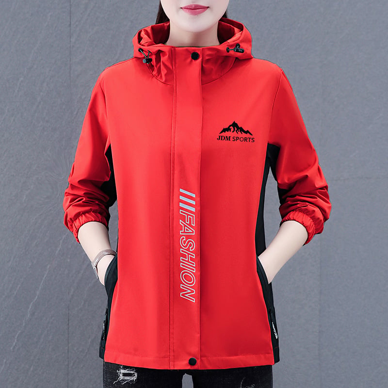 Ženska jakna za proljeće i jesen, kratka jakna s dizajnom color-block, zatvarač, stojeći ovratnik, udoban kroj za outdoor aktivnosti