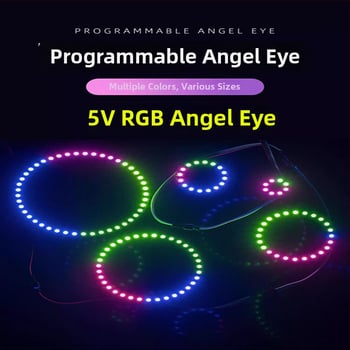 RGB kruhové svetlo s anjelskými očami, 5V, 5050 LED, priemer 30-102 mm, zabudovaná farebná zmena auto dekoratívny svetelný pás