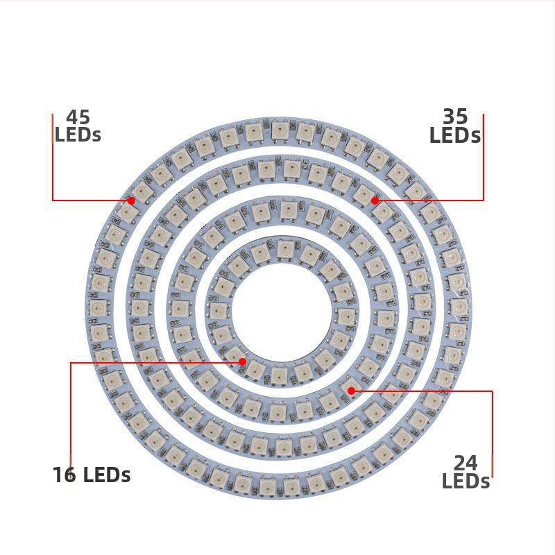 WS2812B LED kruhový prsteň Angel Eye, 24 LED, 5V, RGB, kruhové dekoratív svetlo