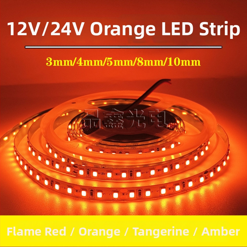 2835 oranžová LED páska, 12V/24V, samolepiaca, ohybná pre vnútorné osvetlenie stropu