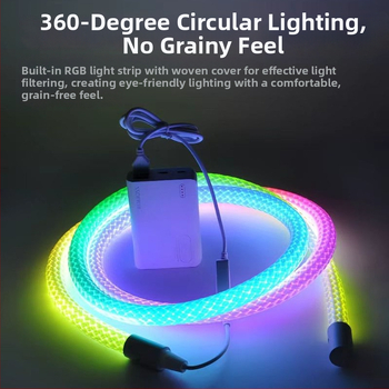 LED 360° kruhová neonová sieťovaná páska sada s ovládaním cez USB Bluetooth pre atmosferické osvetlenie
