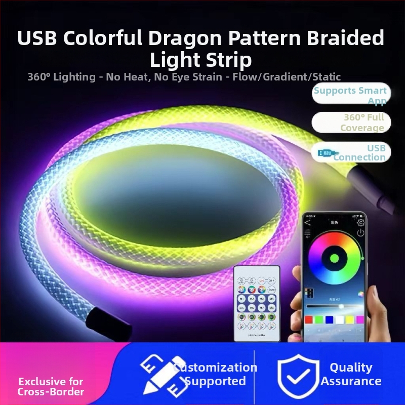 LED 360° kruhová neonová sieťovaná páska sada s ovládaním cez USB Bluetooth pre atmosferické osvetlenie