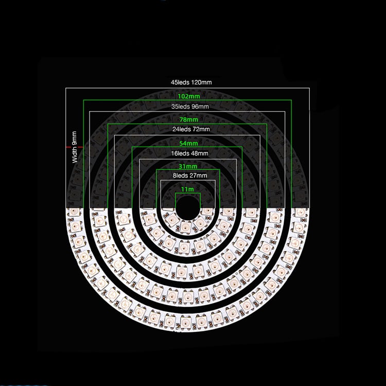Prilagođene veličine 5V RGB Angel Eye LED prsten za automobil s ugrađenim IC-om, niska napetost