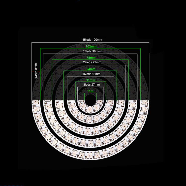Prilagođene veličine 5V RGB Angel Eye LED prsten za automobil s ugrađenim IC-om, niska napetost