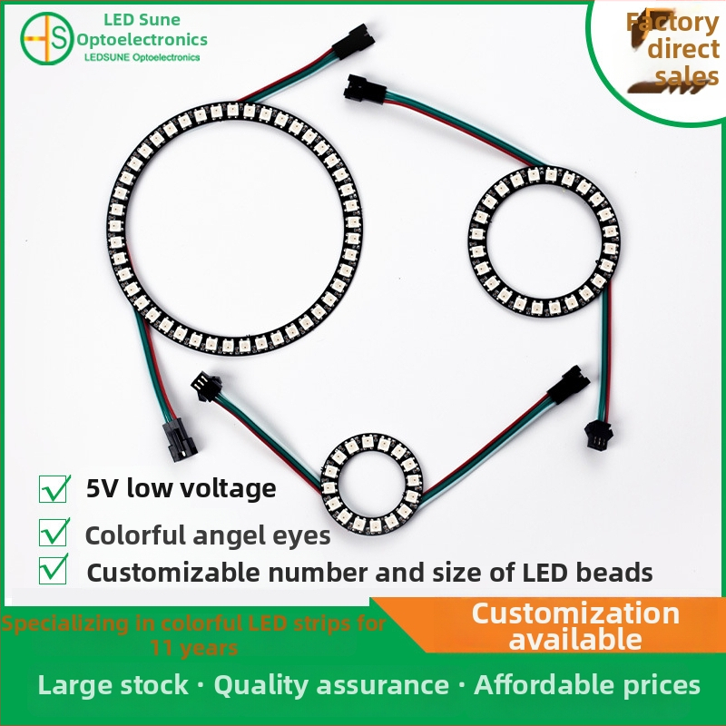 Vlastný rozmer 5V RGB Angel Eye LED kruh pre auto s vstavaným IC, nízke napätie