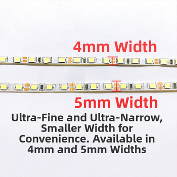 LED pásik 12V, 4 mm ultra tenký, 120 LED 2835, dĺžka 5 m, jemné svetlo do skrinky
