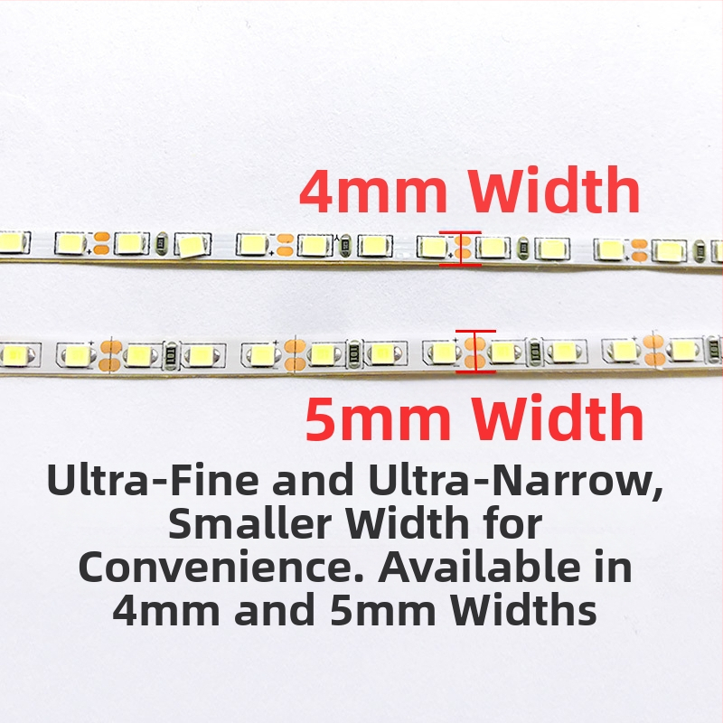 LED pásik 12V, 4 mm ultra tenký, 120 LED 2835, dĺžka 5 m, jemné svetlo do skrinky