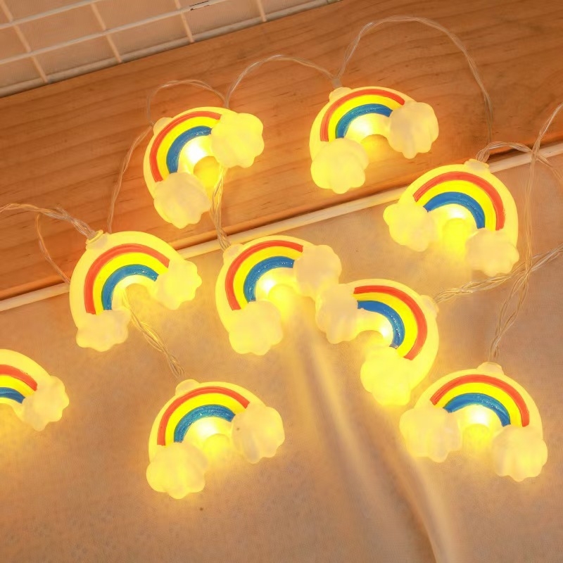 LED lanac svjetla u obliku zvijezda s duginim oblakima za dječju sobu