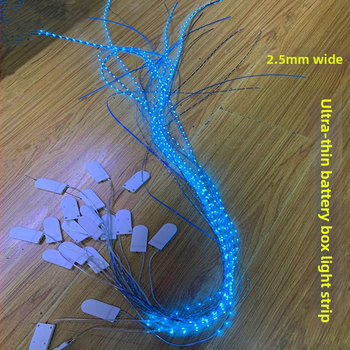 5V ultra tenká krabička na gombíkové batérie so samolepiacim LED pásikom, šírka 2,5 mm, na ručné modelovanie a dekoratívne osvetlenie
