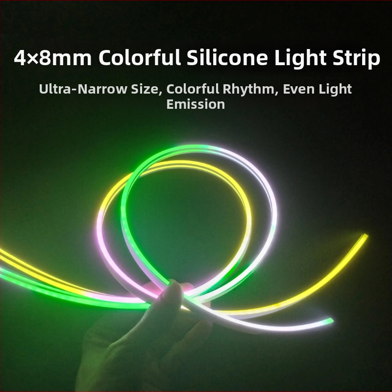 Vlastná silikónová vodotesná neonová svetelná páska 0408, mimoriadne úzka 4x8 mm, ohybná ambientná LED páska s 144 LED, 12V