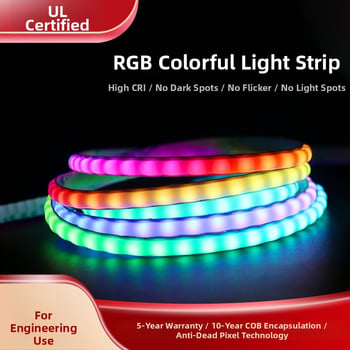 RGB Magic COB LED pás, 5V, 1 m, 160 LED, COB 5 mm, stmievateľný, ambientné neónové osvetlenie pre zábavné priestory