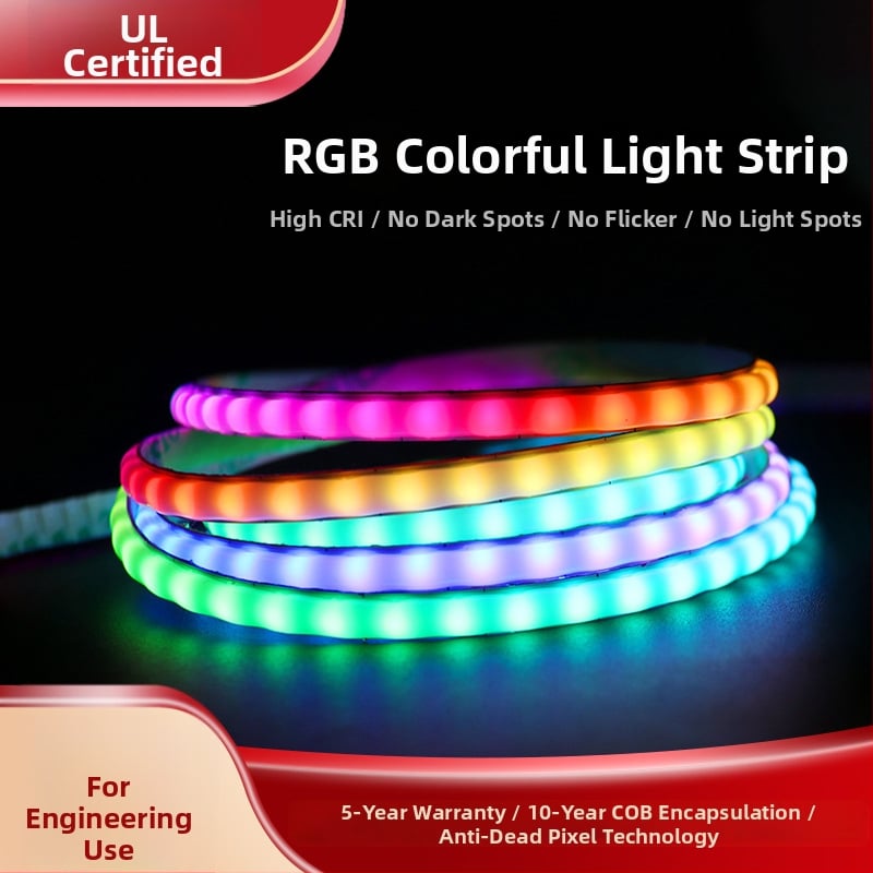 RGB Magic COB LED pás, 5V, 1 m, 160 LED, COB 5 mm, stmievateľný, ambientné neónové osvetlenie pre zábavné priestory