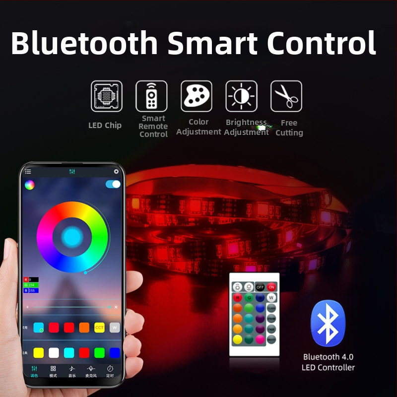 Sada LED pásky 5V RGB 5050, vodotesná, USB s 24 tlačidlami, hudba a Bluetooth, ambientné osvetlenie pre televíziu