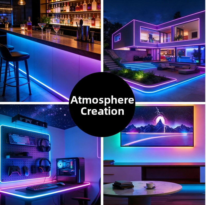 5V bočne emitujúci RGB LED pás s 144 LED, ambientné osvetlenie do hudobnej miestnosti, programovateľné plynulé stmievanie