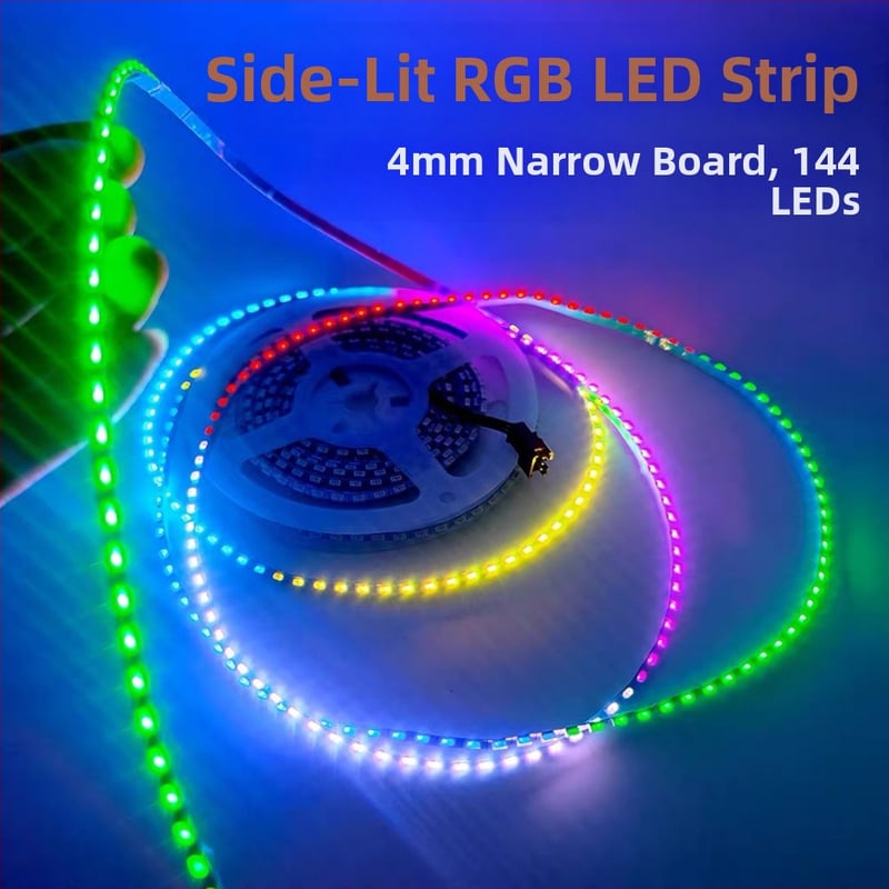 5V bočne emitujúci RGB LED pás s 144 LED, ambientné osvetlenie do hudobnej miestnosti, programovateľné plynulé stmievanie