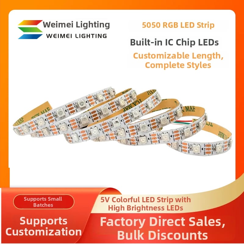5V WS2812 RGB LED pásik, 60 LED (5050), ambientné osvetlenie, dekoratív, inteligentné ovládanie