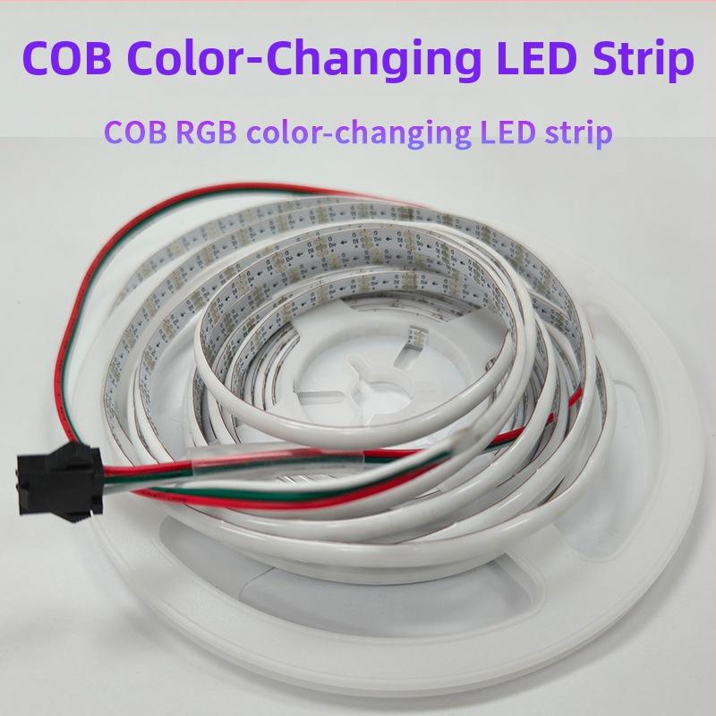 COB LED páska s meniacimi farbami, 5 m dlhá, 6 mm široká, k dispozícii šírky 3/4/5 mm, 120/160/200 LED, WS2812, 5V, model 0807