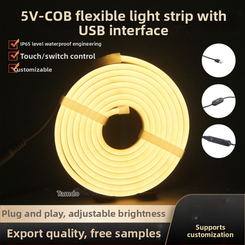 COB 5V flexibilný LED pásik, 612, silikon, bočné vyžarovanie, vonkajšie vodotesné dekoratívne osvetlenie
