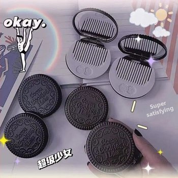 Oreo čokoládové sušienky kozmetické zrkadlo, prenosné mini skladacie
