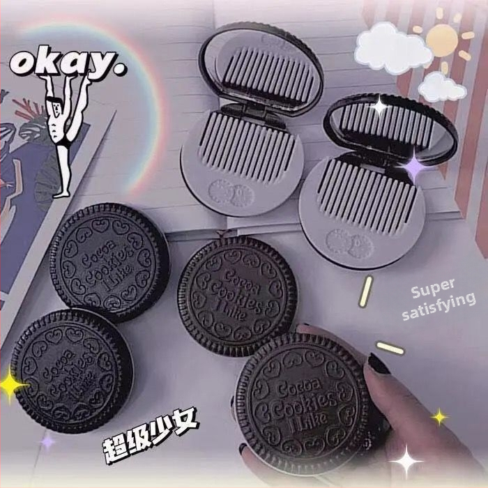 Oreo čokoládové sušienky kozmetické zrkadlo, prenosné mini skladacie