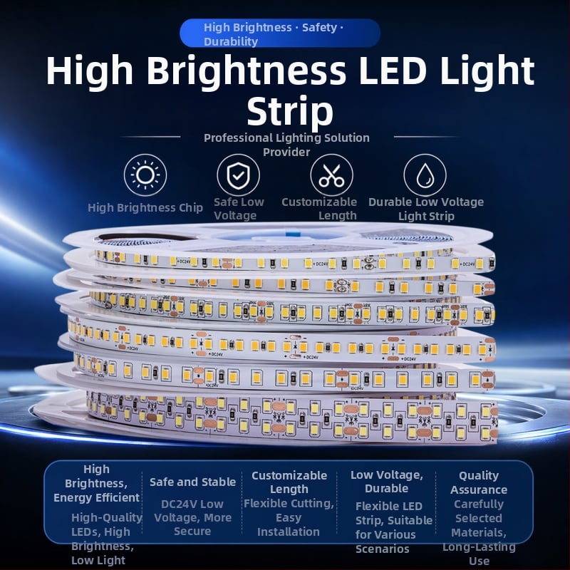 24V nízkonapäťová LED páska, samolepiaca vnútorná LED lišta, lineárne osvetlenie do obývačky, vyžarujúce svetlo nahor
