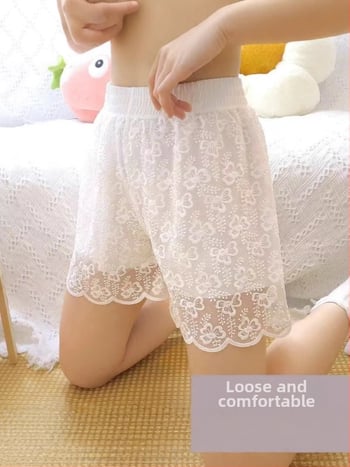 Dámske čipkové legínové šortky na leto, nepriesvitné, voľný strih, plus-size, tenké, biele