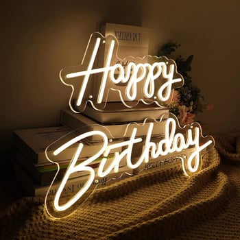 LED neónové písmená „Happy Birthday” – dekoratívne svetlo s nastaviteľnou jasou
