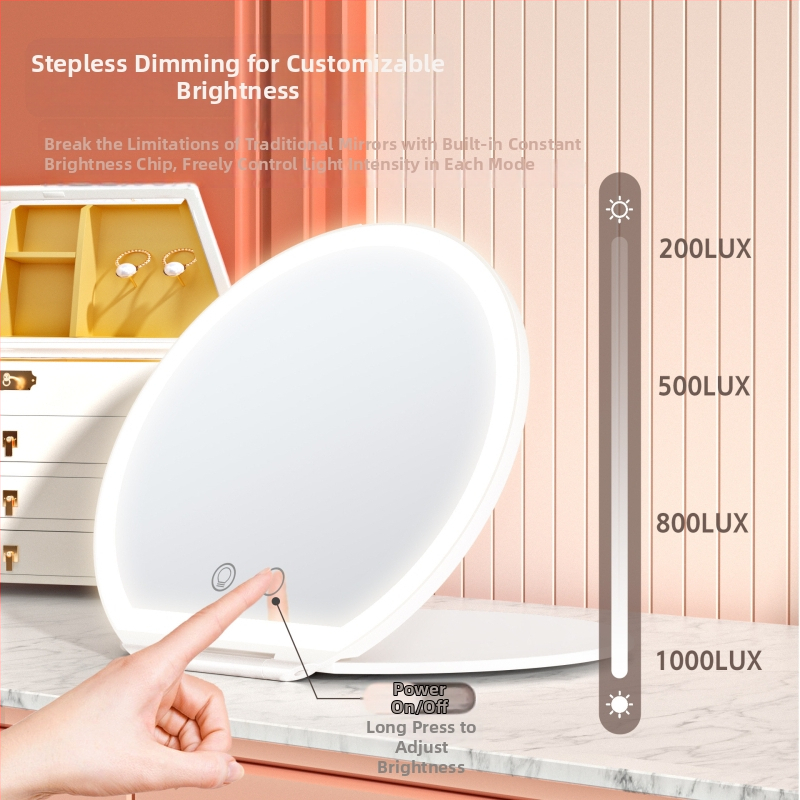 LED kozmetické zrkadlo na stole so svetlom, prenosné na líčenie