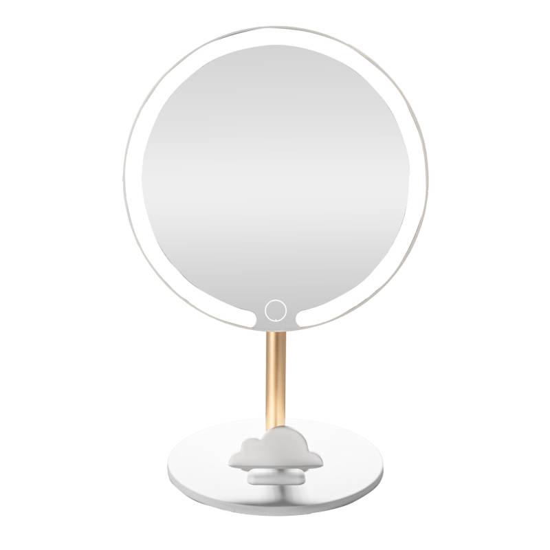 LED zrkadlo na make‑up, prenosné, okrúhle otočné stolové zrkadlo