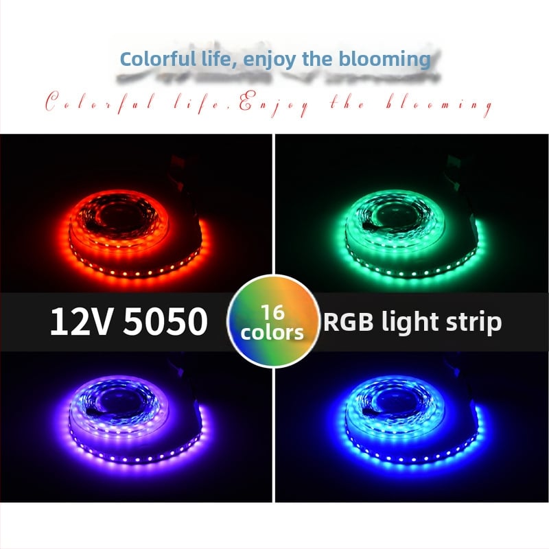 Samolepiaca RGB LED páska so hlasovým ovládaním, 12V, 5050 LED, 60 LED na rolke, 120° lúč, pre ambientné osvetlenie stropu v KTV/bar