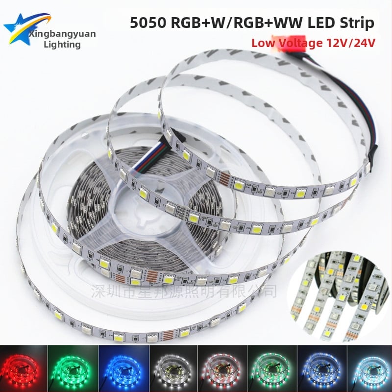 LED5050RGBW pásik, 5 m, RGBW teplá biela, 12–24 V