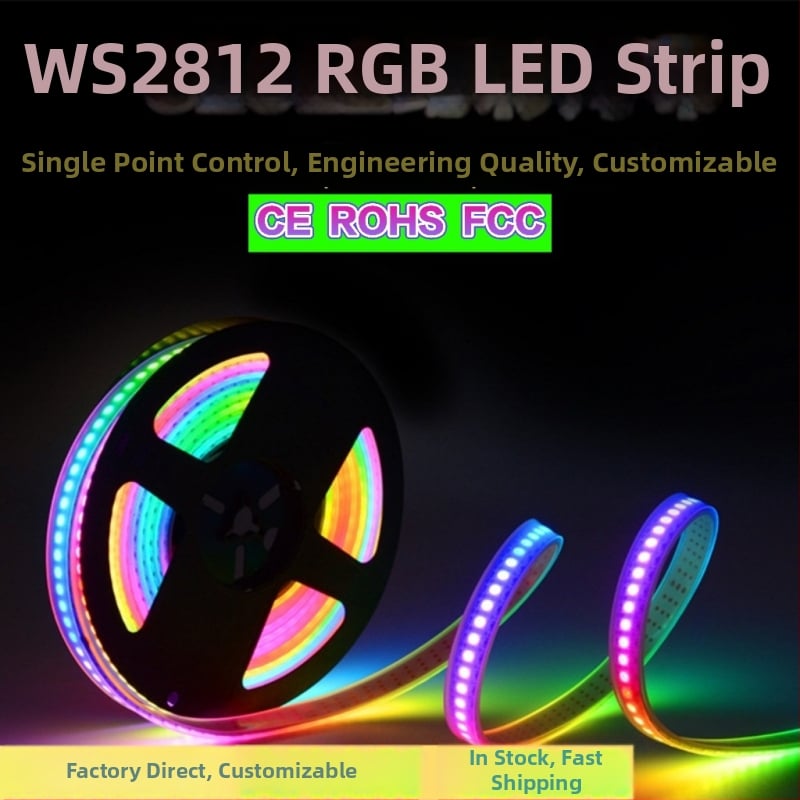 Inteligentný RGB LED pás s WS2811/WS2815, DMX512, flexibilný 5V/12V/24V, farebné efekty (model Jr-60554)