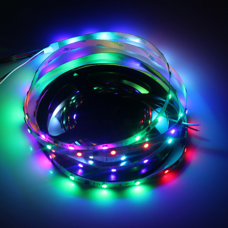 WS2811 RGB LED pásik, 12V, 30 LED, 5050 SMD, holá PCB doska, prenasledujúci svetelný efekt, dĺžka 5 m