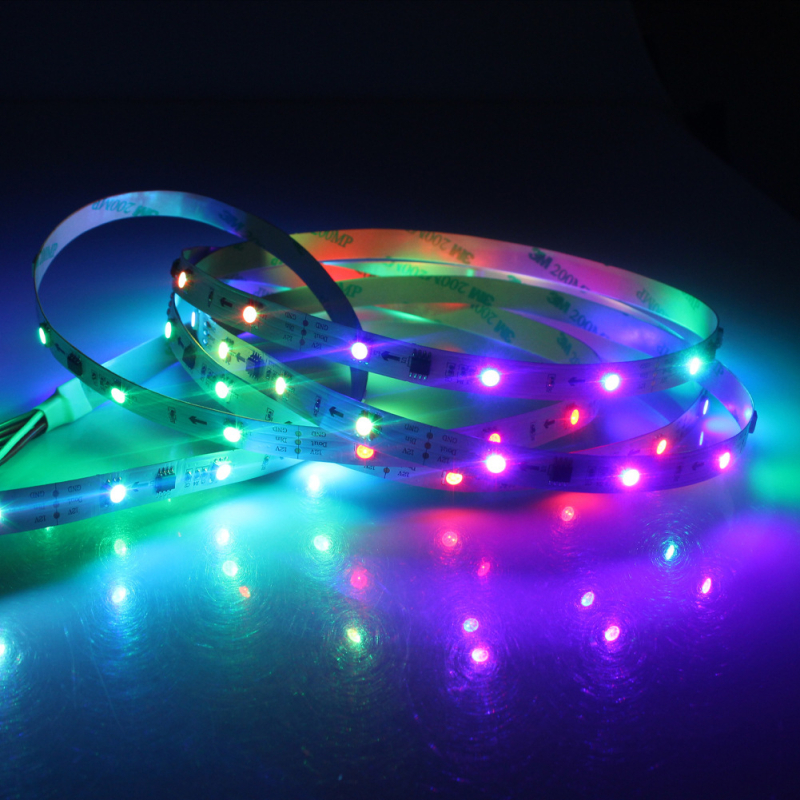 WS2811 RGB LED pásik, 12V, 30 LED, 5050 SMD, holá PCB doska, prenasledujúci svetelný efekt, dĺžka 5 m