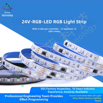 24V programovateľný LED pás s IC WS2811/1903/16703, 60/72/84 LED, senzor okolitého svetla, ambientné osvetlenie, dĺžka 5 m, šírka 10 mm, nie je vodotesný